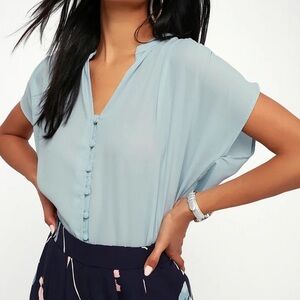 Women's Light Blue Button Down Shirt